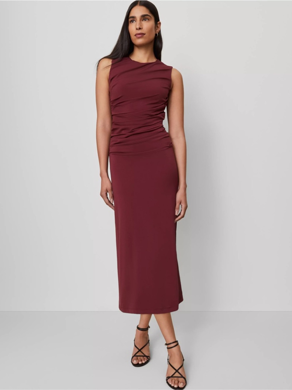 Ann Taylor Knit Ruched Sheath Dress – Windsor Wine – Size 10 – NWT – $119 Retail